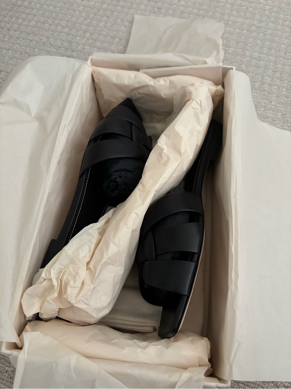Saint Laurent Black Braided Leather Slide Sandals - Picture 4 of 6